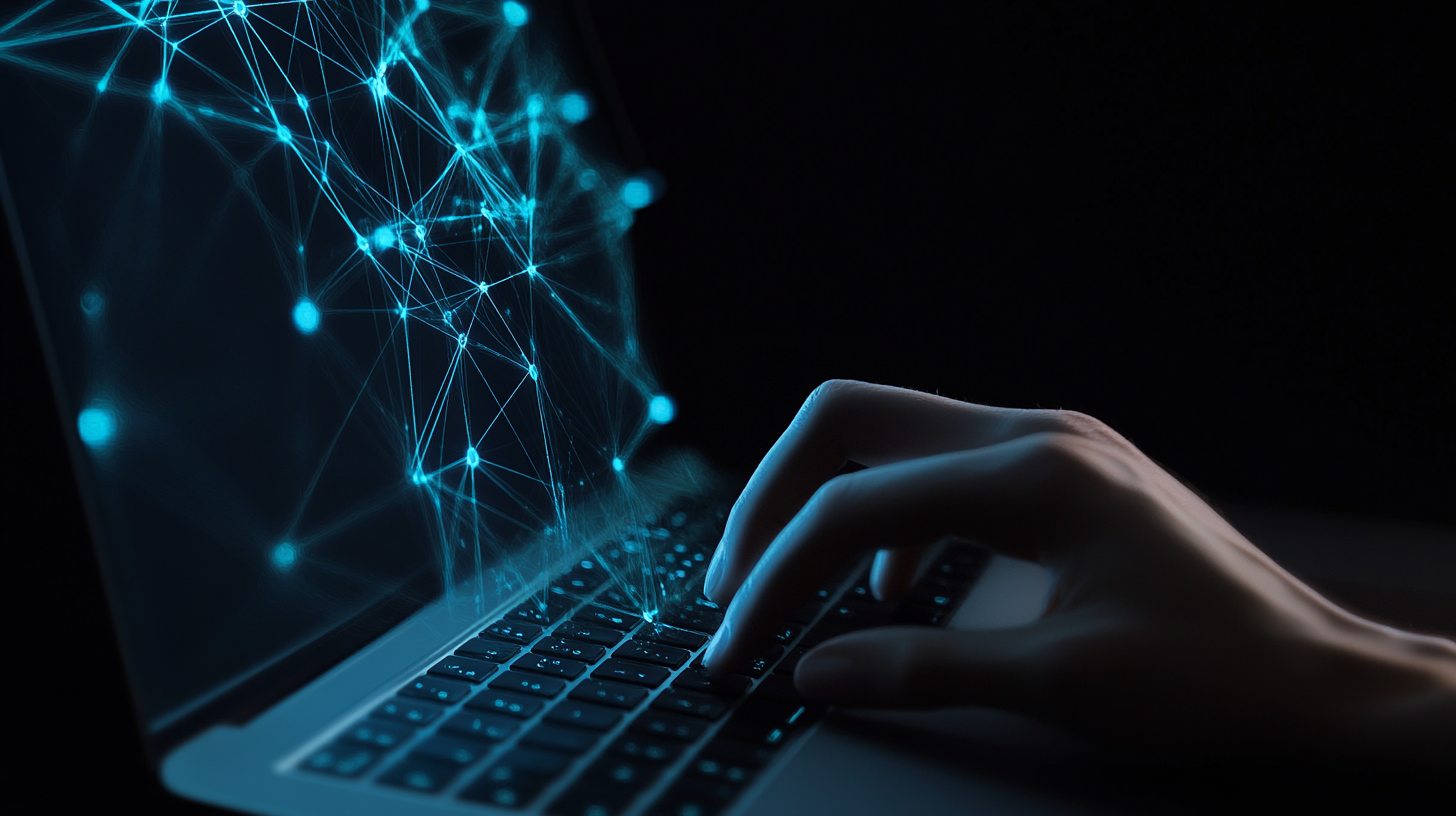 Hands typing on a laptop
